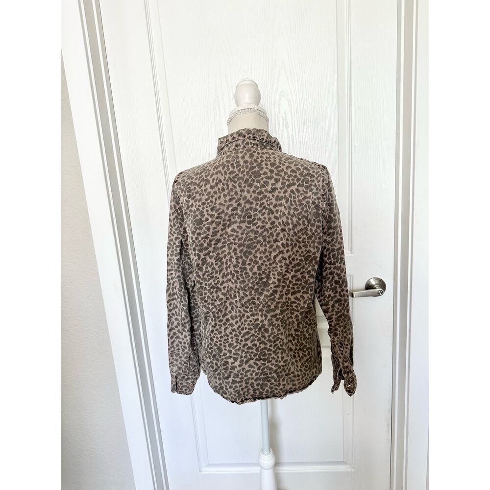 Monrow Mini Leopard Basic Shirt Button Down Linen… - image 5